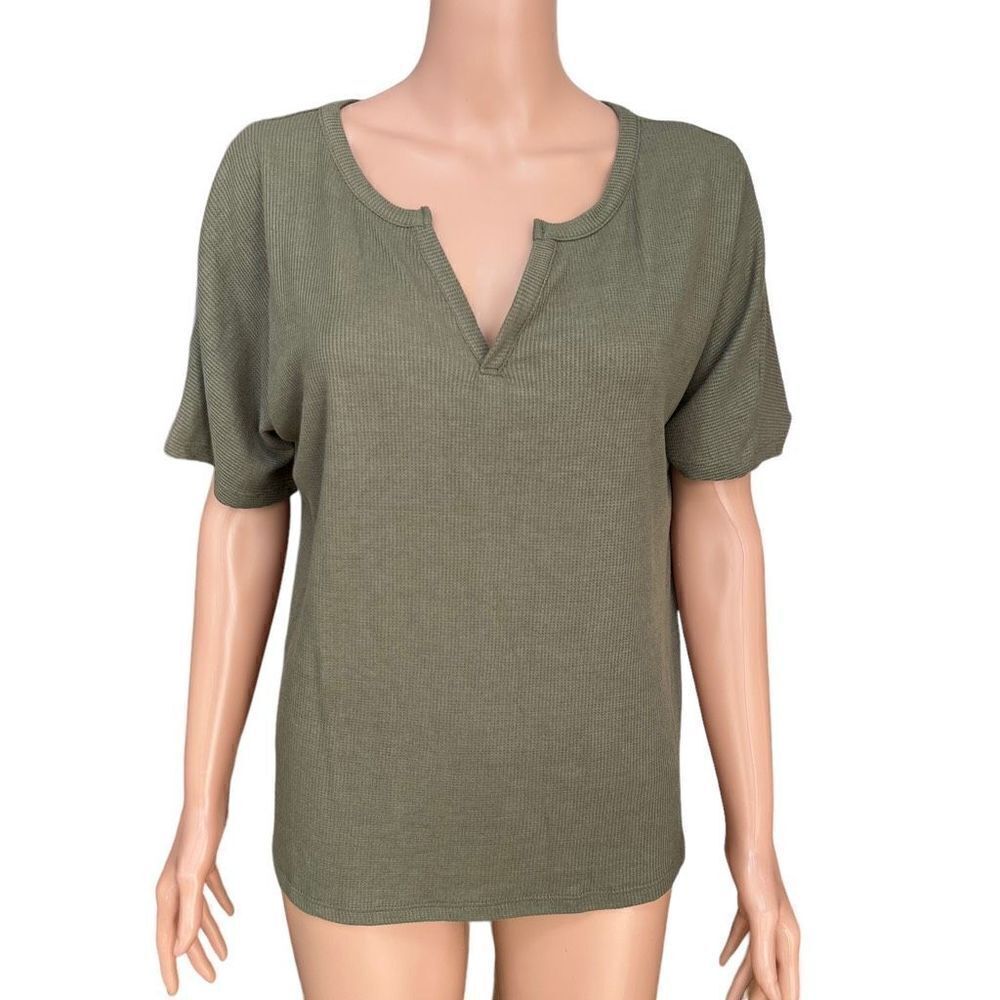 Honeydew intimates greenโolive waffle knit lounge shirt size MโNWT